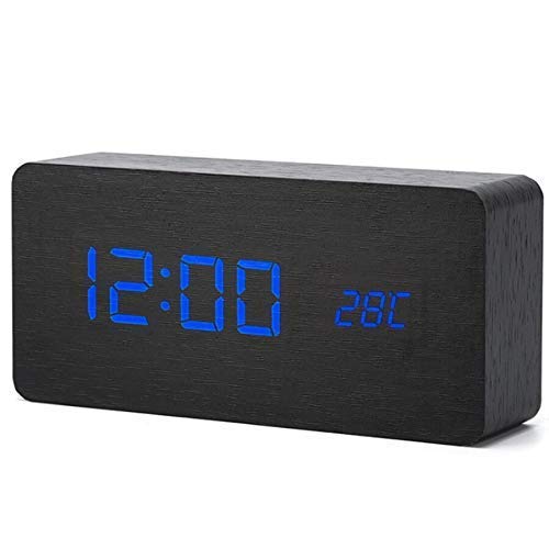 Digitale Wecker Wecker Desktop Holz Wohnzimmer Elektronische Multifunktions-LED-Anzeige Wecker Wecker Digitale Wecker am Bett