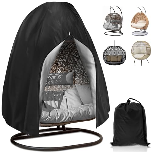 Eyoulife Hängesessel Abdeckung Wasserdicht 210D Oxford Gewebe 230x200 cm Abdeckung für Hängesessel mit Reißverschluss Kordelzug Winddicht UV Beständig Reißfest für Schwebesessel(230x200 cm)