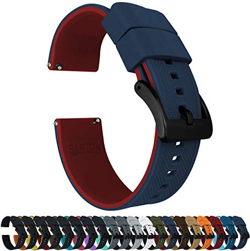 Image of 23mm Navy Blue /Crimson Red - BARTON Elite Silicone Watch Bands - Black Buckle Quick Release