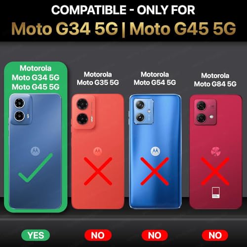 Image of WOW IMAGINE Shock Proof Flip Cover Back Case Cover for Motorola Moto G34 5G | Moto G45 5G (Flexible | Leather Finish | Card Pockets Wallet & Stand | Black)