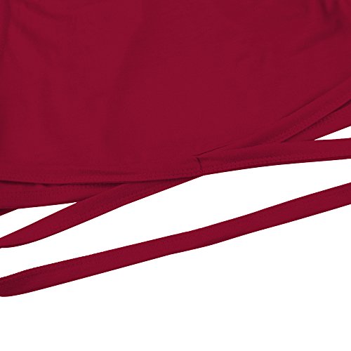 ASMAX HaoDuoYi Womens Jersey Training Sports Crop Top Backless Tank T Shirt (S, Burgundy) - Thumbnail 4