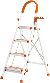 Ladder Step Ladders 4 Step Ladder Aluminum Ladder Folding Step Stool with Utility Handgrip and Tool Holder Portable Stepladders 330 Lb Capacity(Aluminum a)