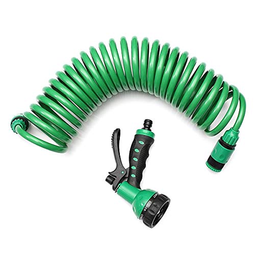 7.5m Flexible Coiled Spiral Garden Car Washing Clean Water Hose 7 Pattern Spray Nozzle For Household Car Wash Garden Water