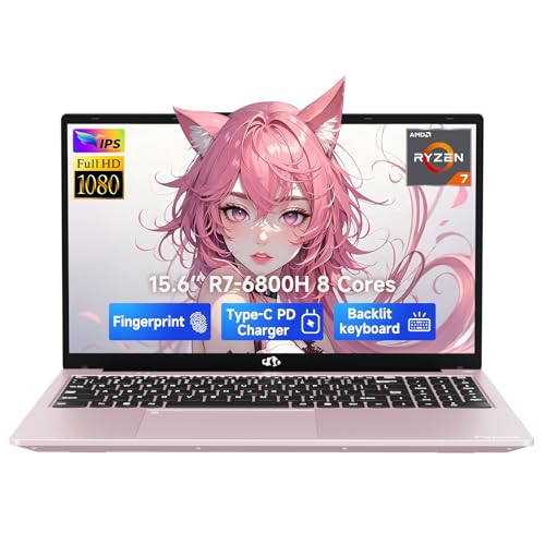 NIMO 15.6" IPS FHD-Gaming-Laptop, 8 Cores AMD Ryzen 7 6800H 16GB DDR5 RAM 512GB SSD (Beat i7-12700H, Up to 4.7GHz) AMD Radeon 680M GPU-Computer with 100W Type-C Backlit Keyboard, Fingerprint