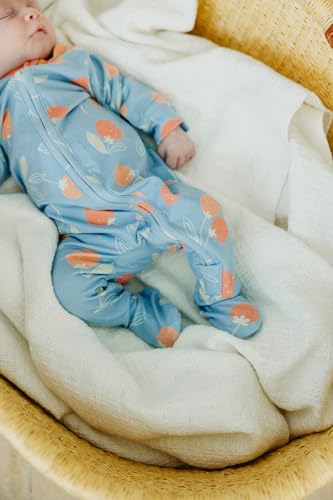 Image of Copper Pearl Zip-Up Footie Baby Pajamas: Ultra-Soft Boys & Girls Pajamas, Premium Knit Fabric in Stylish Prints, Tag-Free with Two-Way Zipper, Newborn to 24 Months, Clementine