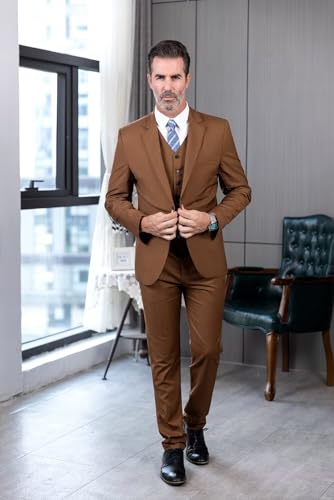Men's 3 Piece Slim Fit Suit Set Two Button Blazer Jacket Vest Pants Wedding Tuxedo Set2