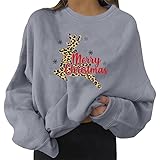 Weihnachtspullover Übergröße Pullover Karikaturdruck Weihnachten Weihnachtspulli Sweatshirt Damen Gemütliche Hoodie Kontrastfarben Herbst-Winter Schneemann Strickpullover Farbblock Oberteile