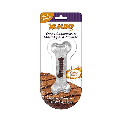 Osso Silicone Boninho Pequeno Bife Jambo para Cães