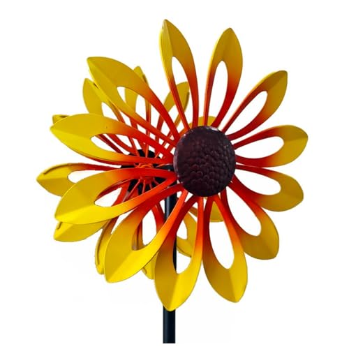 Molinillo De Viento, 174CM Veleta Decorativa con Diseño De Girasol Rehiletes De Jardín, Patio Jardín Césped Y En Cualquier Lugar Aire Libre,Yellow