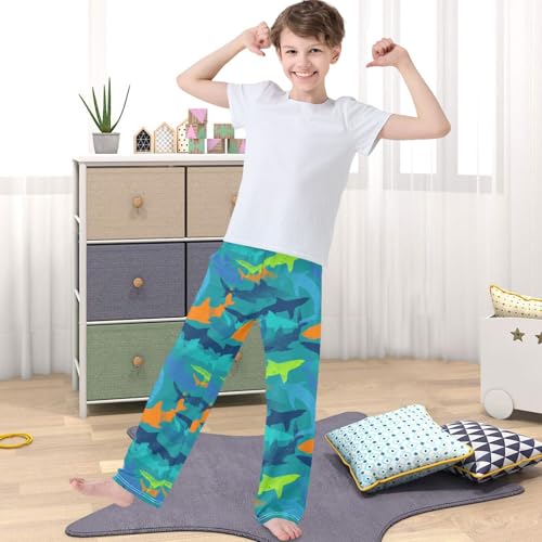 Boy's Pants Colord Shark Animal Grunge Jogger Pants Elastic Waist Long Bottoms Trousers with Pockets 6-14 Years4