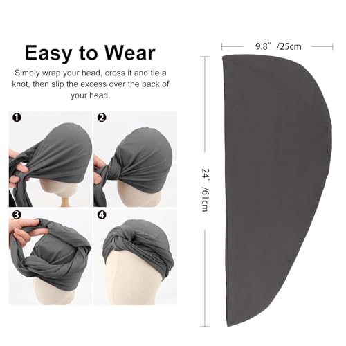 Image of DRESHOW African Turban for Women Knotted Hairwraps Headwraps Ribbed Turban Stretch Jersey Head Scarf Chemo Cancer Cap