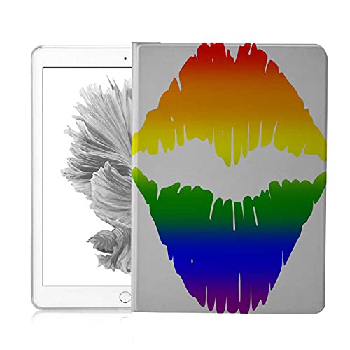 Case For Ipad (9.7-Inch, 2018/2017 Model, 6Th/5Th Generation), Mouth Gay Lips Flag Rainbow Pride Love Lesbian Full Body Protective Folio Leather Smart Case Cover With Wake/Sleep Feature #TOP1
