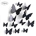 Produktbild JUN-H 12 Stück 3D Schmetterlinge Set Wandtattoo Wasserdicht PVC Aufkleber DIY Wandkunst Wanddeko für Wohnung, Raumdekoration Klebepunkten+Magnet (Schwarz)