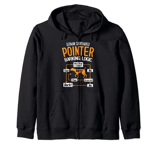 German Shorthaired Pointer Barking Logic Funny Dog Lover Zip Hoodie, Black
