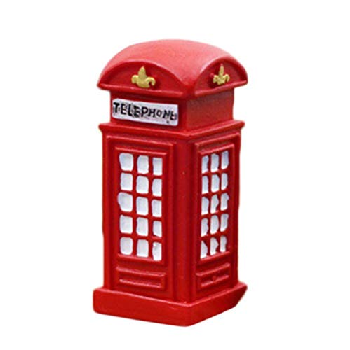 WopenJucy Mini Garden Statues British Telephone Booth Fairy Garden Miniature Ornament DIY Accessory Home Decoration