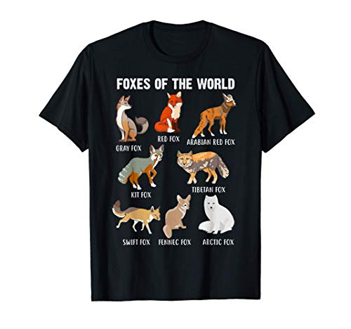 Funny Foxes of the World Fox Types Fox Animal Lover Fox Idea T-Shirt