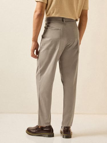 Image of THE BEAR HOUSE Men's Cotton Solid Cropped Carrrot Fit Chinos