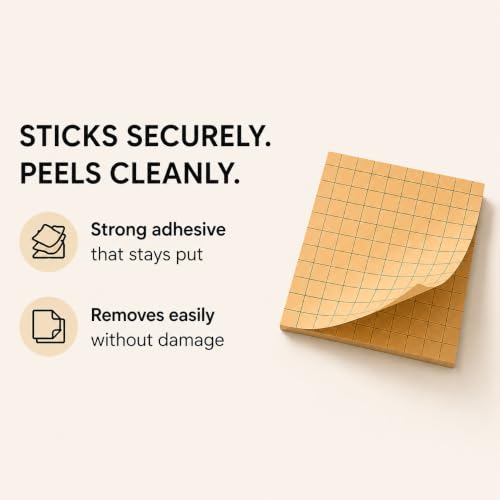 Image of Checkered Sticky Notes, 100 Sheets Each | Self Adhesive Notes, Reminders, Study, School & Organizing