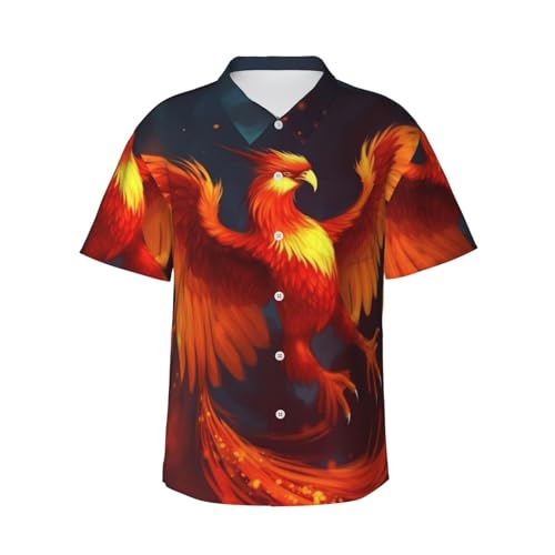 Chemise hawaïenne pour homme manches courtes décontractée look été orange rouge