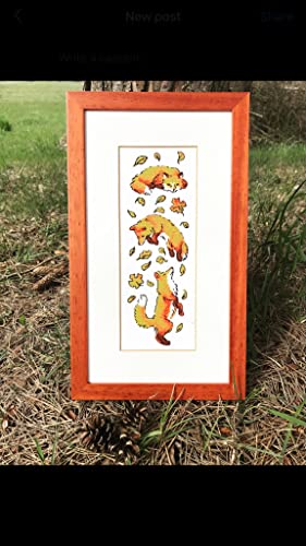 Image of RIOLIS - Foxes in Leaves 1879, Cross Stitch Kits 3 inch x9,5, Cross Stitch Kits for Beginners & Advanced, Crossstitching Kits Adult, Counted Stitching Kits, Embroidery Kit