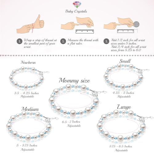 Sterling Silver Initial Charm Personalized Birthstone Bracelets for Girls, Baby Girl, Birthday Gifts for, Newborn, infant, Toddler, Teen, Pearl Bracelet, Birthstone Jewelry Crystals4