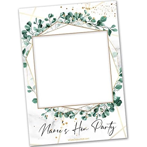 Whats On Your Wall.com Hen Party Selfie Frame | Personalised Props Board Decor Do Gifts Bride Botanical Leaf Print Cover