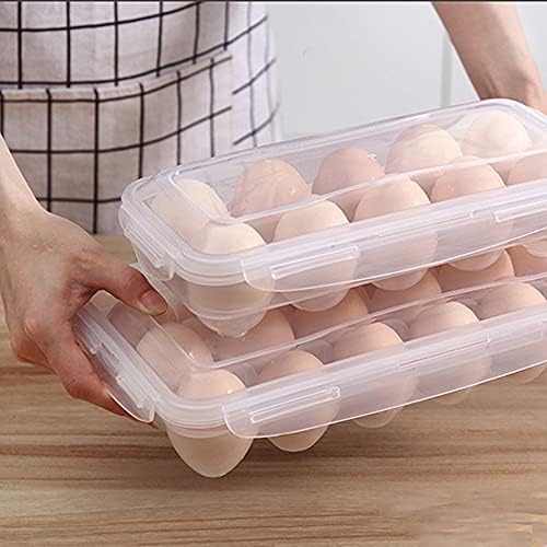 18 Grid Eggs Carrier Container, Plastic Egg Holder Trays, Storage Egg Box, Plastic Portable Stackable Transparent Refrigerator Egg Holder with Lid for Protect, Keep Egg Fresh
