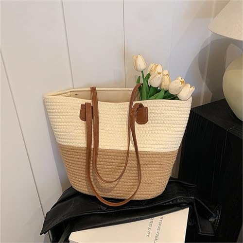 Summer Large Capacity Straw Bag For Women Knitted Straw Top Handle Outdoor Travel Totes Bags Armpit2
