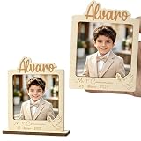 ARTREE Marco de Fotos Comunión Personalizado con Imán Nevera o Base | Grabado Nombre y Fecha | Recuerdo Original para Niño y Niña Regalo Comunión