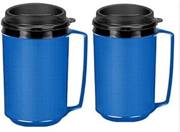 Two 12 oz Insulated Coffee Mugs like the Classic Aladdin Mugs by Thermo Serv (blue)