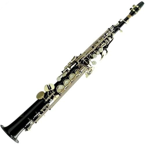 Sky Band Approved Bb Black Lacquered Soprano Saxophone with Lightweight Case, Gloves, Cleaning cloth and rod, Mouthpiece.