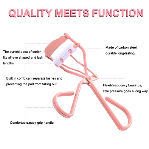 Gootrades Eyelashes Curler With Built-In Comb, Separated Eyelashes Curler Crimp-Free Lashes With 2 Refill Pads, Get A Lash Lift In Seconds, Durable Carbon Steel Body With Comfort Grip #TOP5
