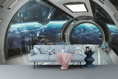 Flfk 3D Futuristic Spaceship Interior View Self-Adhesive Wallpaper Wall Murals For Kids Bedroom Living Room Decor 141.7"X98.4" #TOP1