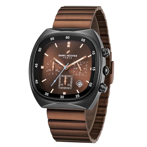 Image of Daniel Hechter Paris Bercy Collection Modern Multi Functional Watch for Men with Square Dial and Stainless Steel Strap