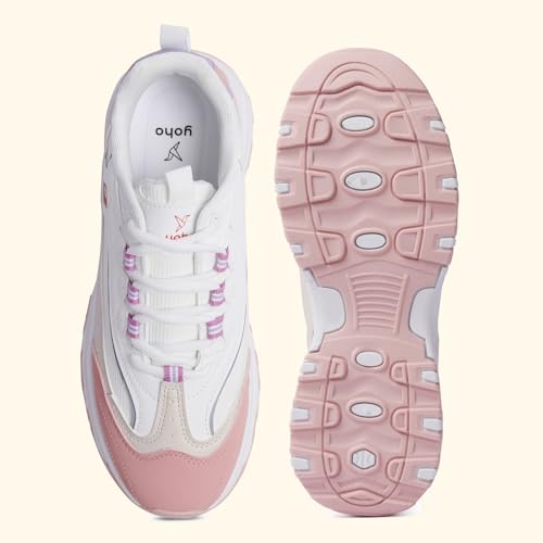 Image of YOHO Women's Chonks Sporty Comfortable Chunky Sneakers | Lightweight & Breathable | Everyday Shoes for Woman /Girls