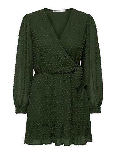 Only Onltiva L/S Dobby Fake Wrap Dress Wvn Vestito, Rosin, M Donna