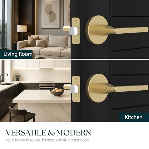 Mega Handles Ralph Door Handle (1 Pack), Passage Door Lever, Satin Brass by Mega Handles - Used condition - Image 6