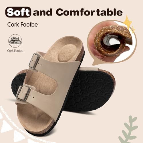 Image of FITORY Boys Girls Glitter Slide Sandals, Cork Slipper with Adjustable Straps for Little Kid /Big Kid
