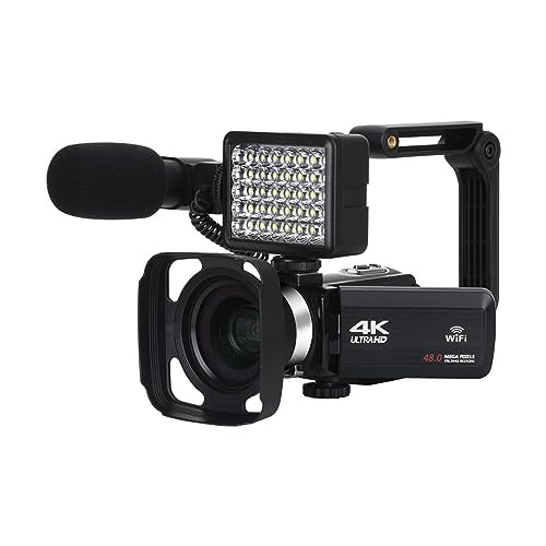 Caméscope numérique 4K WiFi avec carte SD 128 Go pour enregistrement continu
