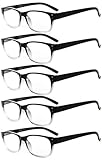 Eyekepper Design Reading Glasses-5 Pack Black-Clear Frame Glasses for Women Men Reading,Reader Eyeglasses