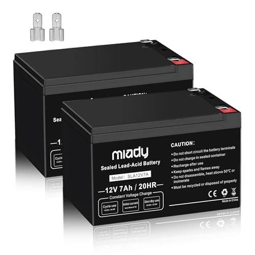 Miady 12V 7Ah Rechargeable Sealed Lead Acid Battery (2 Pack)