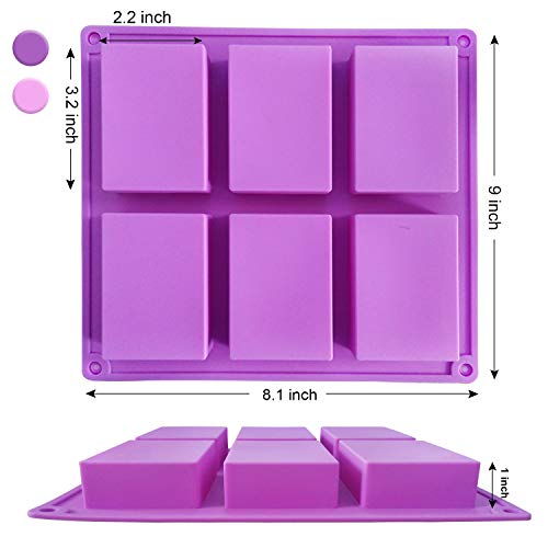 Walfos Soap Molds, 2 Size Silicone Soap Molds With Polished Surface, Easy To Release, Dishwasher Safe, Great For Homemade Craft Soap Mold, Cake Mold, Chocolate Mold & Ice Cube Tray #TOP7