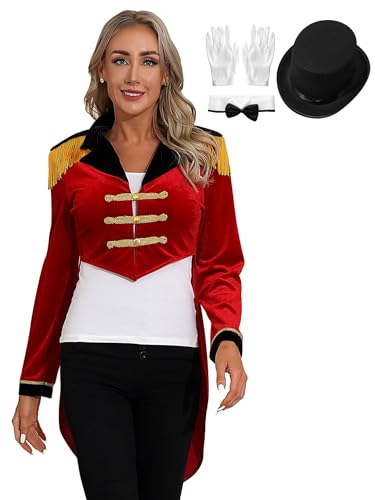 Veste Queue-de-Pie Cirque Femme Grande Taille S-3XL pour Costume Ajusté et Confort