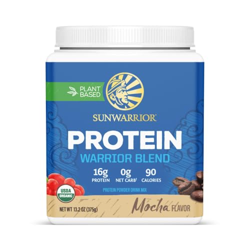 Image of Sunwarrior Organic Plant Based Protein Powder | Vegan Organic Protein Powder Mocha Flavored with BCAA Amino Acids & Hemp Seed Pea Blend | Non-GMO Soy Dairy Filler & Gluten Free (Mocha, 15 Servings)
