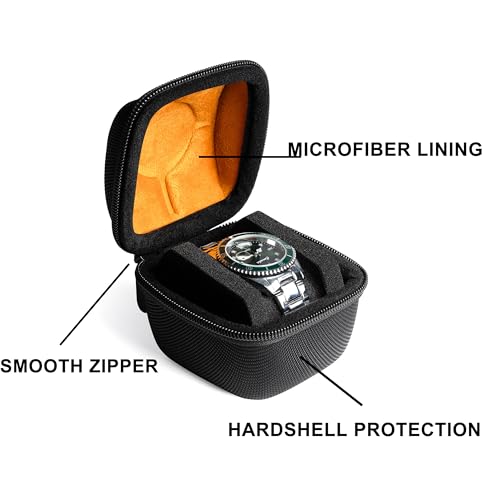 Image of watch case for travel and storage, Black, 1 slot, Antique