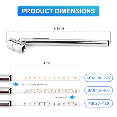 MEANLIN 5 Pack 10-120 PSI Dual Head Tire Pressure Gauge Air Pressure Gauge by MEANLIN MEASURE - Used condition - Image 2