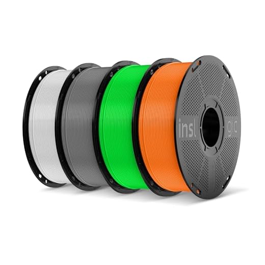 Inslogic TPU Filament 1.75mm, 95A Soft 3D Printer Filament, Flexible 3D Filament 1kg×4 Spools, Durable & Wear-Resistant, Dimensional Accuracy +/- 0.02 mm (Transparent White+Grey+Green+Orange)