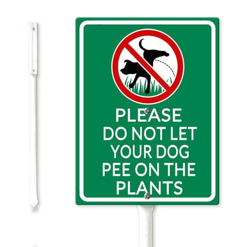 SRongmao Please Do Not Let Your Dog Pee On The Plants Yard Sign with Metal Stakes 8x12inch Fade Resistant Sturdy Aluminum Signs for Lawn Backyard Outdoor Decorations