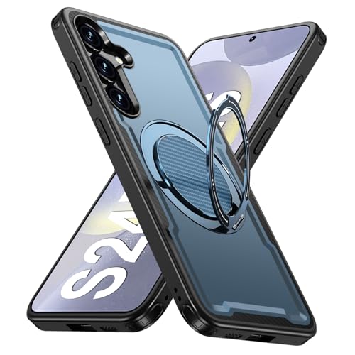 Coque Samsung S24 Plus MagSafe bleu avec anneau rotatif 360 et béquille