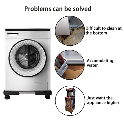 Mini Fridge Stand,Adjustable Base For Washer And Dryer With 4 Strong Feet,Multi-Functional Washer And Dryer Pedestals & Mini Refrigerator Stand (Black) (4 Strong Feet) #TOP1
